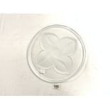 FROSTED ETCHED GLASS CIRCULAR PLATE STYLISED FLOWER DECORATION, 31.5CMS
