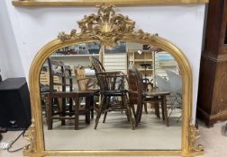 LARGE FRENCH STYLE GILDED OVERMANTLE MIRROR, 132 X 106CMS