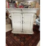 PAINTED TWO DOOR SLIM CUPBOARD (108 X 32 X 102CMS)