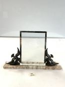 ART DECO FRENCH PHOTO FRAME WITH SPELTER GULL DECORATION ON MARBLE BASE (39 X 28CMS)
