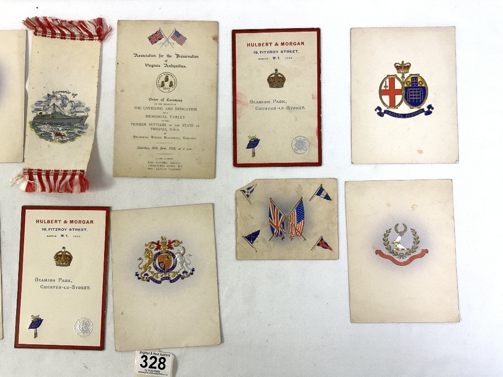 A 1928 ASSOCIATION FOR THE PRESERVATION OF VIRGINIA ANTIQUITIES - ORDER OF THE CEREMONY CARD SILK - Image 2 of 8