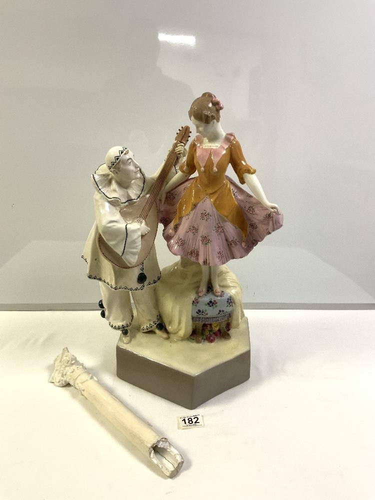 GOLDSHEILDER NIEN, LARGE CERAMIC FIGURE OF GIRL AND PIERROT CLOWN, 50CMS - Image 2 of 8