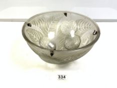 R. LALIQUE - FRANCE MOULDED GLASS CEILING SHADE WITH EMBOSSED FLOWER AND LEAF DECORATION