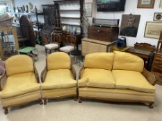 VINTAGE BERGERE THREE-PIECE SUITE WITH YELLOW REMOVABLE/WASHABLE COVERS