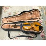 A STENTOR STUDEN 11 VIOLIN IN CASE, WITH BOW