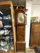 A GEORGE III OAK AND CROSSBANDED LONG CASE CLOCK - BY THOMAS BATES - HARBOROUGH, BRASS AND