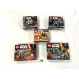 LEGO - STAR WARS BOXED TWO SERIES THREE MICROFIGHTERS, ONE SERIES 2 MICROFIGHTER, A RESISTANCE