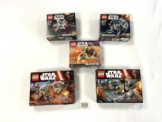 LEGO - STAR WARS BOXED TWO SERIES THREE MICROFIGHTERS, ONE SERIES 2 MICROFIGHTER, A RESISTANCE