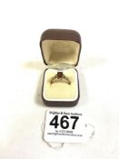 9CT 375 GOLD RING WITH STONES, SIZE O