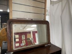 LATE VICTORIAN PARQUETRY INLAID MAHOGANY OVERMANTLE MIRROR (70 X 42CMS)