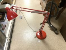 VINTAGE 'LUXO' RED METAL ANGLEPOISE LAMP