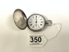 VICTORIAN HALLMARKED SILVER HUNTER POCKET WATCH WITH WALTHAM MOVEMENT, DATED 1891