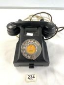 A 1950S/60S GEC BLACK TELEPHONE NO 332 L FWR 63/2