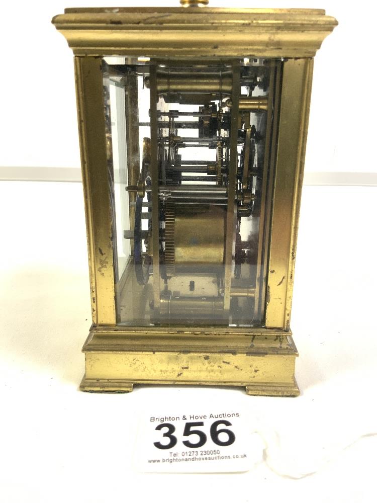 VINTAGE STRIKING BRASS CARRIAGE CLOCK, 18CMS A/F - Image 3 of 6