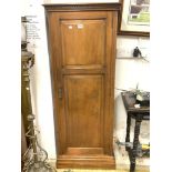 EDWARDIAN MAHOGANY HALL CUPBOARD WITH PANELLED DOOR (62 X 158 X 34CMS)