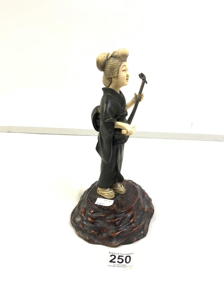 ANTIQUE JAPANESE BRONZE OF A MUSICIAN, 26CMS - Image 2 of 5