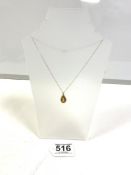 375, 9-CARAT GOLD NECKLACE AND PENDANT WITH A QUARTZ IN 375 9-CARAT GOLD