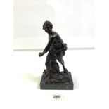 BRONZE FIGURE OF A CLASSICAL YOUTH ON RECTANGULAR MARBLE BASE, 28CMS DAVID AFTER GIAN LORENZO