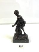 BRONZE FIGURE OF A CLASSICAL YOUTH ON RECTANGULAR MARBLE BASE, 28CMS DAVID AFTER GIAN LORENZO