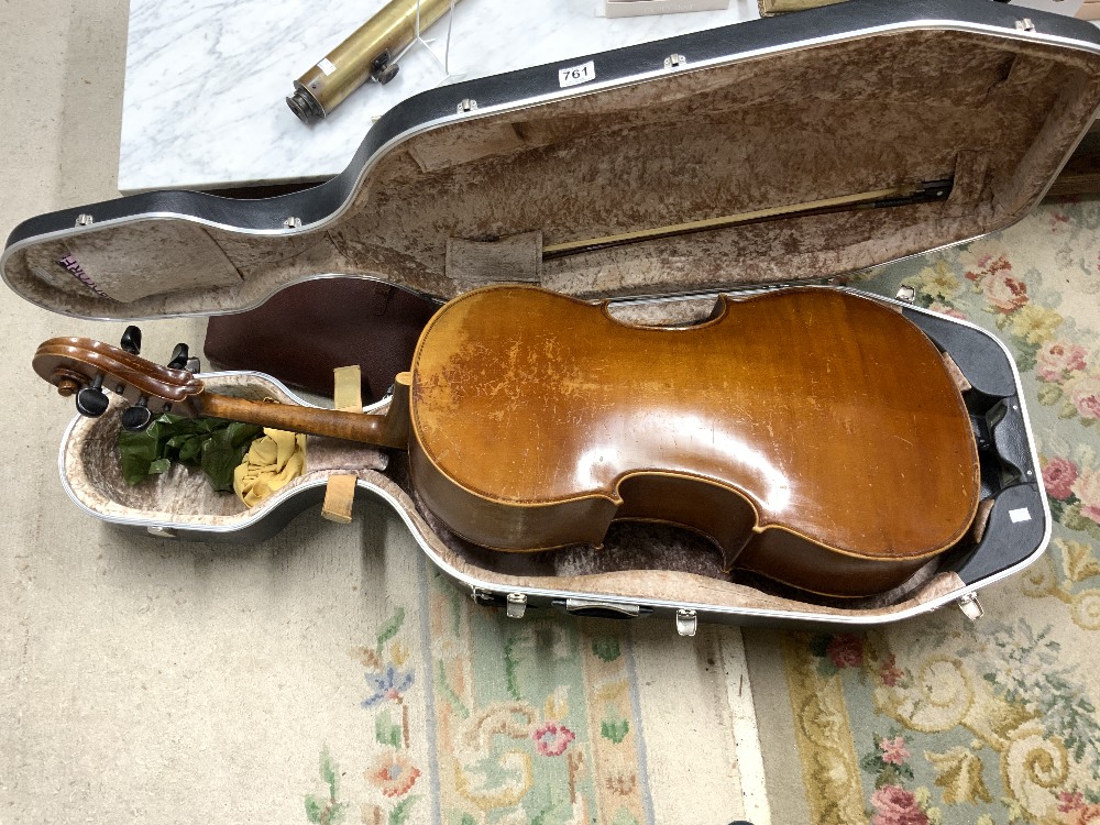 ANTIQUE CELLO AND BOW IN A CASE - Image 9 of 16