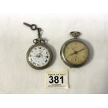 TWO VINTAGE POCKET WATCHES INCLUDES A MENTOR ALARM