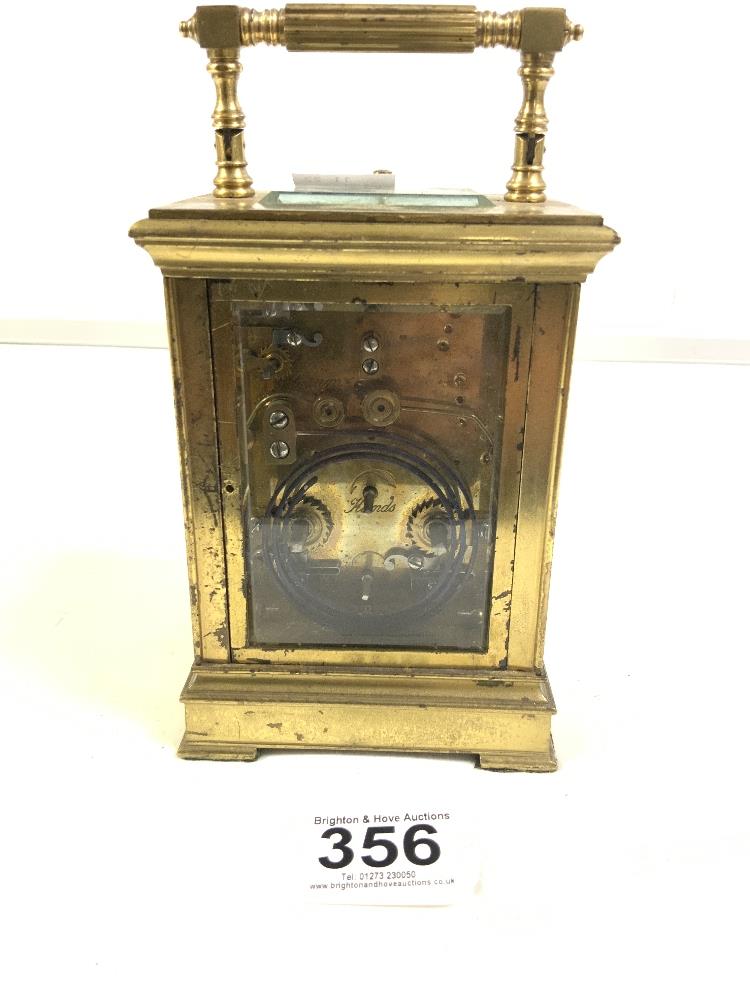 VINTAGE STRIKING BRASS CARRIAGE CLOCK, 18CMS A/F - Image 4 of 6