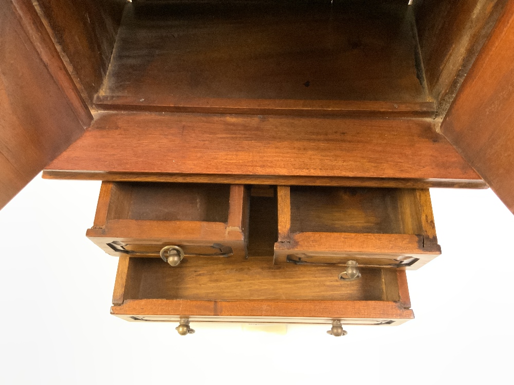 MINIATURE REPRODUCTION LINEN PRESS WITH THREE DRAWERS UNDER, 31 X 52CMS - Image 4 of 7