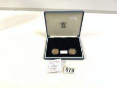 TWO CASED 22CT GOLDEN JUBILEE 2002 ALDERNEY AND GUERNSEY £25 GOLD COINS
