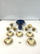BURLEIGH WARE PART COFFEE SET, AND A WHATCOMB TORQUAY BOWL AND BULB VASE