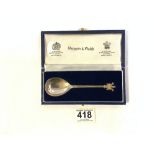 HALLMARKED SILVER PRINCE OF WALES COMMEMORATIVE SPOON IN CASE, MAPPIN & WEBB