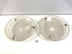 R. LALIQUE - FRANCE, A PAIR OF MILK GLASS HANGING LAMP SHADES - ETCHED SIGNATURE, 31.5CMS