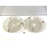 R. LALIQUE - FRANCE, A PAIR OF MILK GLASS HANGING LAMP SHADES - ETCHED SIGNATURE, 31.5CMS