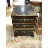 THREE DRAWER PINE NAVAL THEMED CHEST OF DRAWERS, WITH PAINTED NAVAL DECORATION 'HMS CRESSIDA' (46