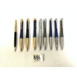 EIGHT PARKER BALLPOINT PENS URBAN CLASSICS WITH ONE OTHER PARKER PEN