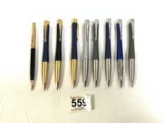 EIGHT PARKER BALLPOINT PENS URBAN CLASSICS WITH ONE OTHER PARKER PEN