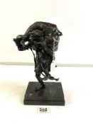 LATE 19TH-CENTURY/EARLY 20TH-CENTURY GROTESQUE JAPANESE BRONZE FIGURE OF A MAN CARRYING A SACK ON