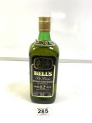 12 YEAR OLD BOTTLE BELLS DE LUXE, BLENDED SCOTCH WHISKEY, 70 PROOF, BLENDED AND BOTTLED BY ARTHUR