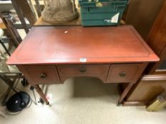 EARLY VICTORIAN PINE KNEEHOLE DRESSING TABLE ON TURNED LEGS (LATER PAINTED DECORATION), (97 X 51 X