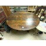 ANTIQUES OAK AND ELM CIRCULAR CONVERTED DINING TABLE (134CMS DIAMETER)