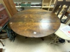 ANTIQUES OAK AND ELM CIRCULAR CONVERTED DINING TABLE (134CMS DIAMETER)