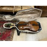 ANTIQUE CELLO AND BOW IN A CASE