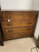 ANTIQUE MILITARY CHEST WITH FOUR DRAWERS AND FOLDING TOP (86 X 40 X 91CMS)