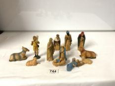 SET OF PLASTIC FIGURES - AWAY IN A MANGER