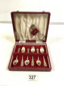 SET OF SIX HALLMARKED SILVER TEA SPOONS AND SUGAR TONGS - BIRMINGHAM 1900, MAKER L & S LEVI AND