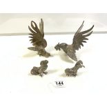 TWO PAIRS OF SILVER-PLATED FIGHTING COCKERALS