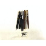 PARKER DUOFOLD 14KMB FOUNTAIN PEN AND PARKERS 14K NIB PEN, PARKER BALLPOINT PEN, SHAEFFER FOUNTAIN