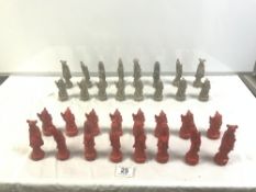 CHINESE CHARACTER RESIN CHESS SET IN BOX