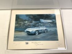 LIMITED EDITION 413/850 PRINT OF MERCEDES BENZ 300 SLR BY AND SIGNED BY FRANK WOOTON, AND SIGNED