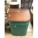 VINTAGE GREEN PAINTED METAL WITH MAHOGANY TOP GRAIN/BREAD BIN (W48CM X D46CM X H57CM)