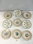 19TH-CENTURY BODLEY PORCELAIN COMPORT DECORATED WITH BUTTERFLIES AND TWO MATCHING PLATES, AND